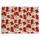 Antikes rotes Mohnblumen-Blumenmuster Botanische K Große Geschenktüte (Rückseite)