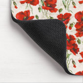 Antikes rotes Mohnblumen-Blumenmuster Botanische K Mousepad (Ecke)