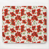 Antikes rotes Mohnblumen-Blumenmuster Botanische K Mousepad (Vorne)