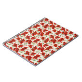 Antikes rotes Mohnblumen-Blumenmuster Botanische K Notizblock (Linke Seite)