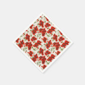 Antikes rotes Mohnblumen-Blumenmuster Botanische K Serviette (Ecke)