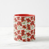 Antikes rotes Mohnblumen-Blumenmuster Botanische K Tasse (Zentrum)