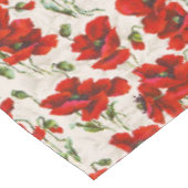Antikes rotes Mohnblumen-Blumenmuster Botanische K Tischdecke (Schrägansicht)