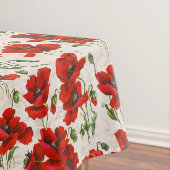 Antikes rotes Mohnblumen-Blumenmuster Botanische K Tischdecke (Beispiel)