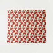 Antikes rotes Mohnblumen-Blumenmuster Botanische K Wandteppich (Vorderseite (Horizontal))