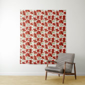Antikes rotes Mohnblumen-Blumenmuster Botanische K Wandteppich (Beispiel)