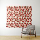 Antikes rotes Mohnblumen-Blumenmuster Botanische K Wandteppich (Beispiel (Horizontal))