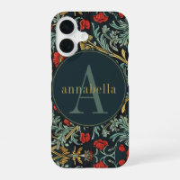 Antikes rotes Mohnblumen-Floralmuster mit William-