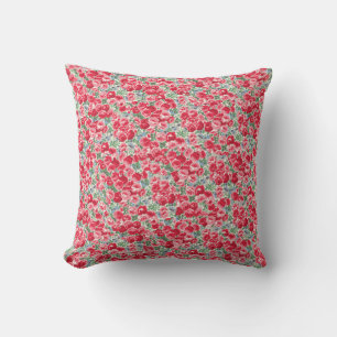 Antikes rotes Rosen-Blumenmuster Kissen