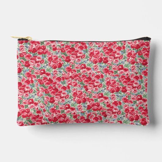 Antikes rotes Rosen-Blumenmuster Zubehörtasche (Vorderseite)