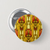 Antikes rotes Tulpen-Blumenmuster im Jugendstil Button (Vorne & Hinten)