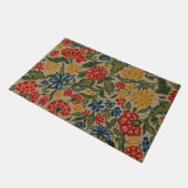 Antikes rotes und goldenes Crewel-Blumenmuster Fußmatte (Schrägansicht)
