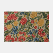 Antikes rotes und goldenes Crewel-Blumenmuster Fußmatte (Vorderseite)