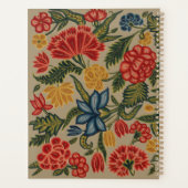 Antikes rotes und goldenes Crewel-Blumenmuster Planer (Rückseite)