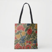 Antikes rotes und goldenes Crewel-Blumenmuster Tasche (Vorderseite)