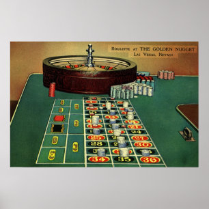 Antikes Roulettetisch-Casino-Spiel, Glücksspiel-Ch Poster