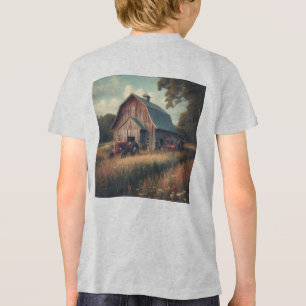 Antikes rustikales Bauernhaus und alte Traktoren Tri-Blend Shirt