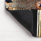 Antikes rustikales Holz- und Eisenmetallriemenbild Mousepad (Ecke)