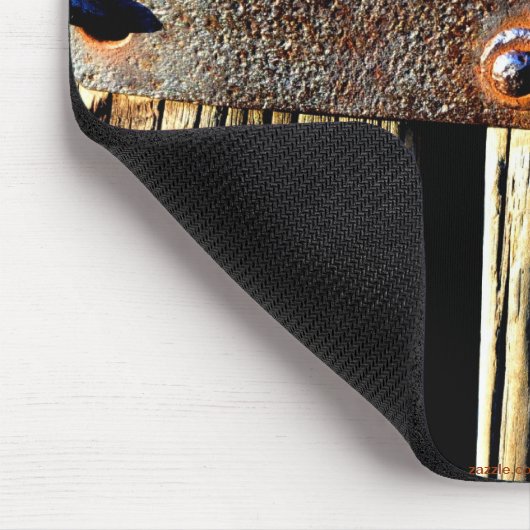 Antikes rustikales Holz- und Eisenmetallriemenbild Mousepad (Ecke)