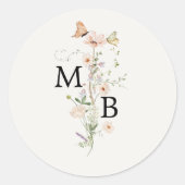 Antikes Rustikales Wildblumen-Monogramm-Umschlag-S Runder Aufkleber (Vorderseite)
