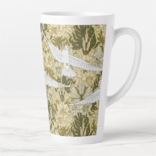 Antikes Salbeigrün Taube & Lilie Blumenmuster Milchtasse