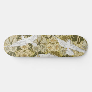 Antikes Salbeigrün-Taube- und Lilien-Blumenmuster Skateboard