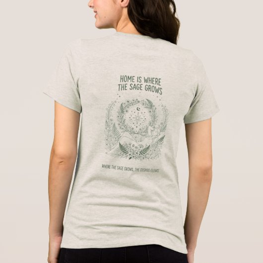 Antikes Salbeigrün Wald & Himmels-Kompass Tri-Blend Shirt (Rückseite)