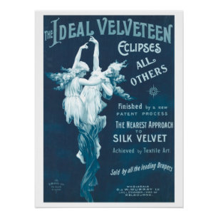 Antikes Samtwerbeplakat Poster