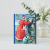 Antikes Santa Bild Kopie Kohle Feuerplatz Ungewöhn Postkarte (Stehend Vorderseite)