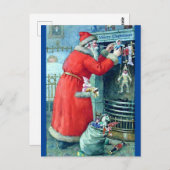 Antikes Santa Bild Kopie Kohle Feuerplatz Ungewöhn Postkarte (Vorne/Hinten)