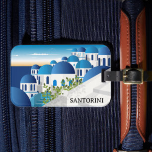 Antikes Santorini Griechenland Blau Weiß Gepäckanhänger