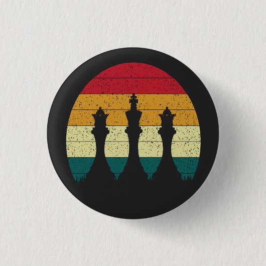 Antikes Schachfiguren-Design Button (Vorderseite)