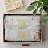 Antikes Schaukelpferd Teal Karomuster Seidenpapier (Geschenk)