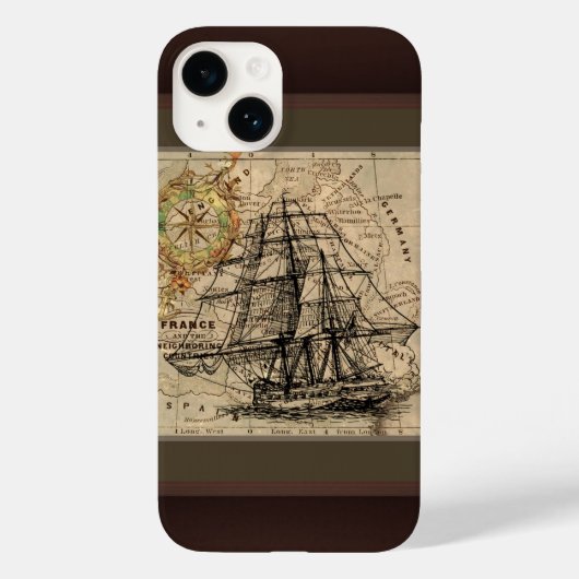 Antikes Schiff und Karte Case-Mate iPhone Hülle (Rückseite)