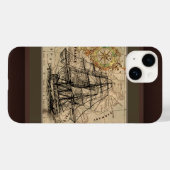 Antikes Schiff und Karte Case-Mate iPhone Hülle (Rückseite (Horizontal))