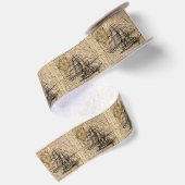 Antikes Schiff und Satinband mit Karte (Rückseite)