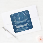 Antikes Schiffskonzept I Quadratischer Aufkleber (Umschlag)