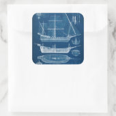 Antikes Schiffskonzept I Quadratischer Aufkleber (Tasche)