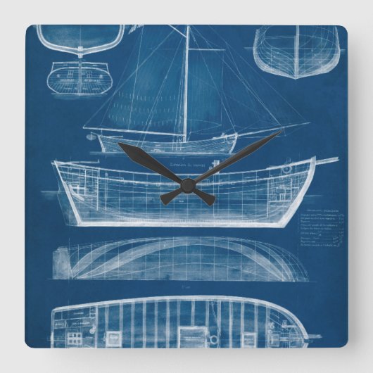 Antikes Schiffskonzept II Quadratische Wanduhr (Vorderseite)