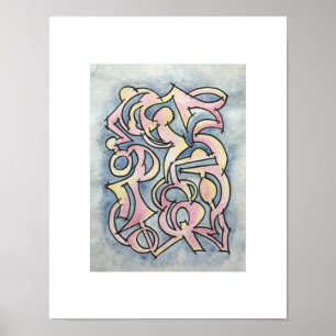 Antikes Schloss - Handgemalte abstrakte Wasserfarb Poster