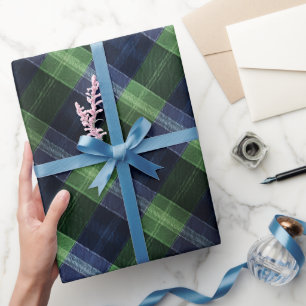 Antikes schottisches grünes Marine-Tartan-Karo-Mus Geschenkpapier