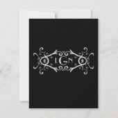 Antikes Schriftrollen-Monogramm Schwarz-Weiß-Einla Einladung (Rückseite)