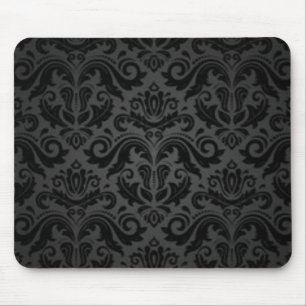 Antikes Schwarz & Grau Damast Mousepad