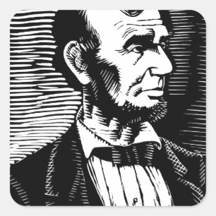 Antikes Schwarz-Weiß-Porträt von Abraham Lincoln Quadratischer Aufkleber