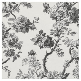 Antikes schwarzes Blumen-Toile-Muster Stoff