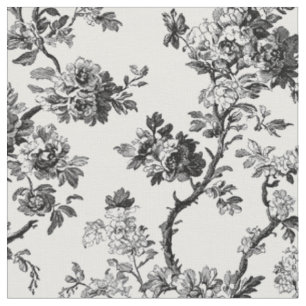 Antikes schwarzes Blumen-Toile-Muster Stoff