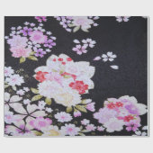 Antikes Schwarzes Japanisches Kimono Blumendekoupa Geschenkpapier (Flach)