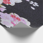 Antikes Schwarzes Japanisches Kimono Blumendekoupa Geschenkpapier (Ecke)
