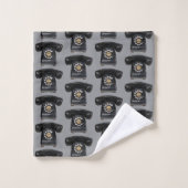 Antikes schwarzes Wählscheibentelefon Badhandtuch Set (Waschlappen)