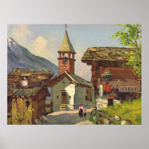 Antikes Schweiz, ein Dorf im Wallis Poster